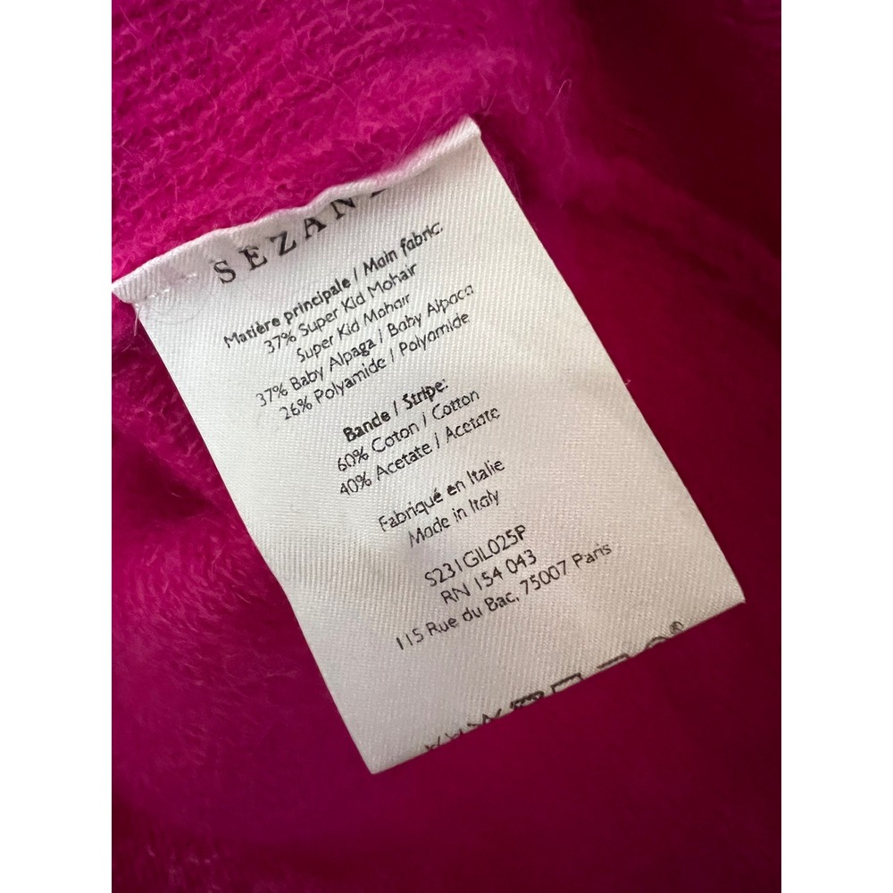 Sezane Barry Cardigan Size Small Fuschia Pink Mohair Alpaca Blend V Neck Sweater - Picture 8 of 9